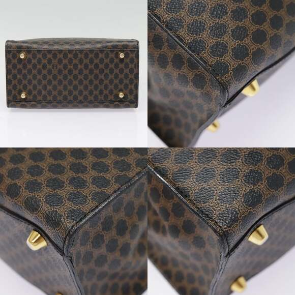 CELINE Macadam Canvas Hand Bag Pvc Leather Black Gold - Picture 10 of 13